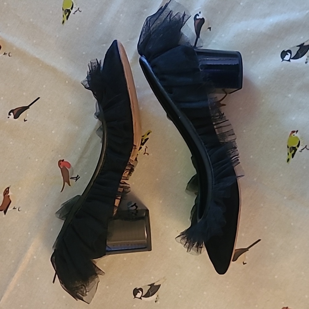 Repetto Block Heel Ballerinas with Tulle Trim - Picture 2 of 10